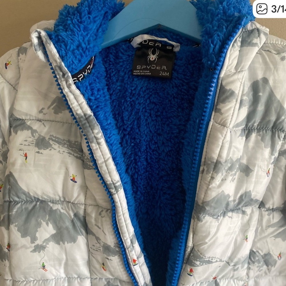 Spyder Baby Size 24M Snowsuit Bunting fleece lined w/hand foot covers excellent - Picture 3 of 3
